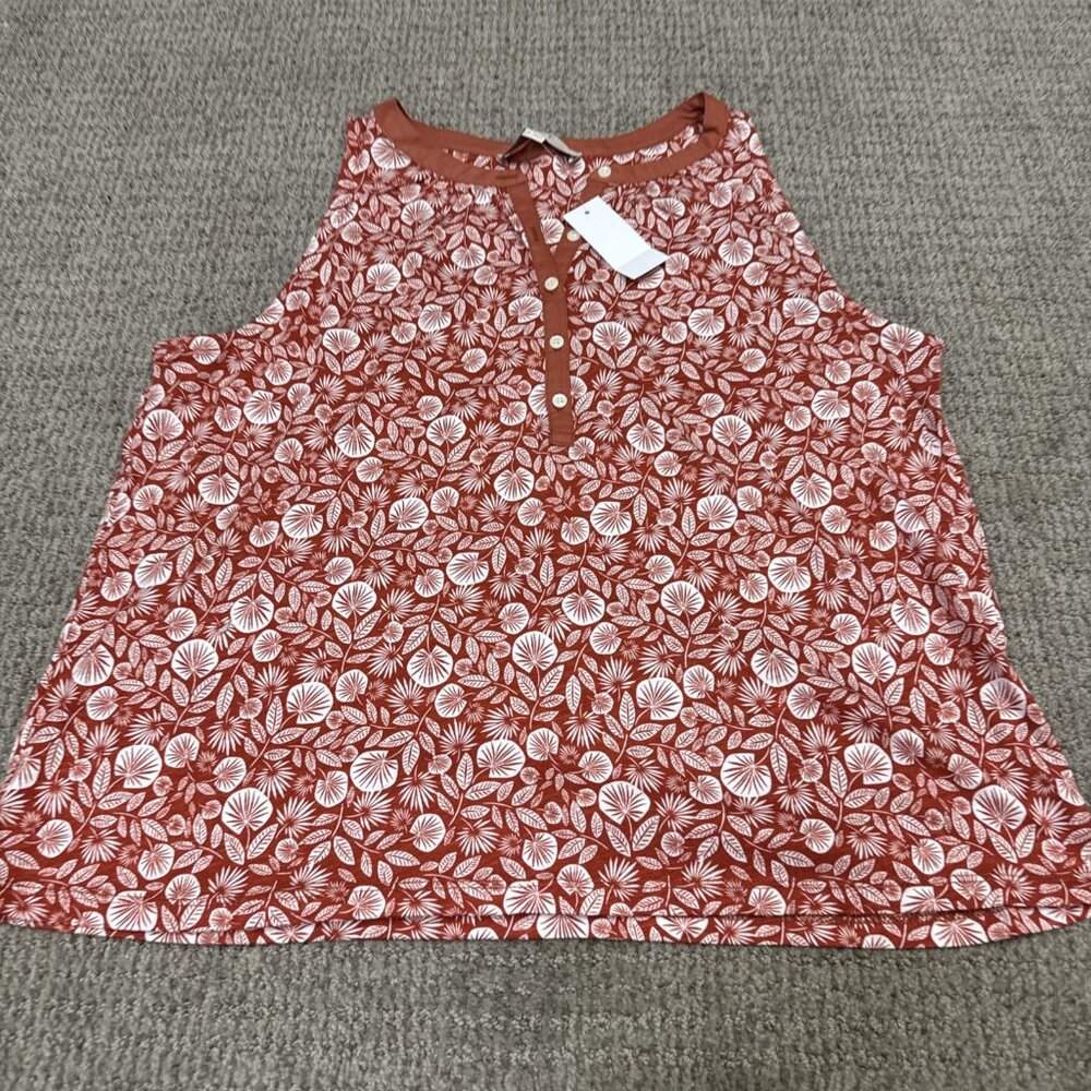Loft Blouse Red White Floral Sleeveless Women’s Size XS NWT - Picture 4 of 11
